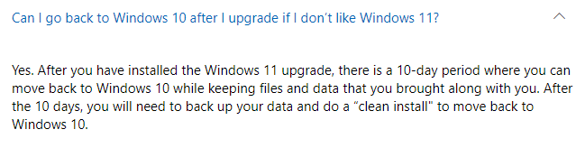 Can I go back to Windows 10 after I upgrade if I don’t like Windows 11?