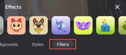 The effects we're interested in is "Filters."