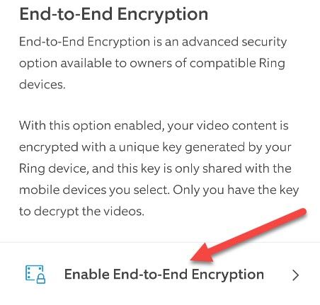 Select "Enable End-to-End Encryption" to proceed.