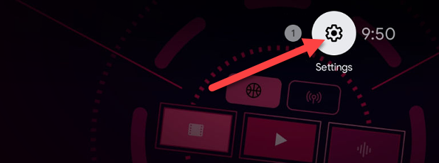 Use the arrow buttons on your remote to select the gear icon in the top-right corner of the home screen.