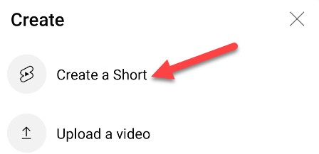 Select "Create a Short."