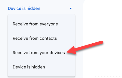 Change visibility to "Receive From Your Devices."