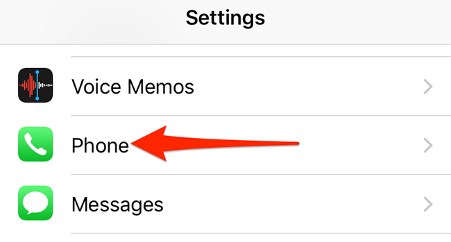 Tap "Phone" in the Settings app on iPhone.