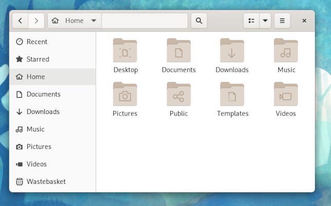 Nautilus file browser with rounded corners