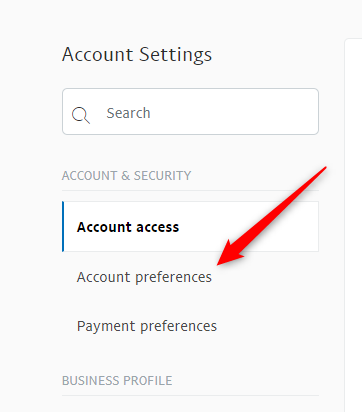 Click "Account Preferences" in the left-hand pane.