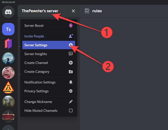 Select the Server Name and pick "Server Settings" from the drop-down.