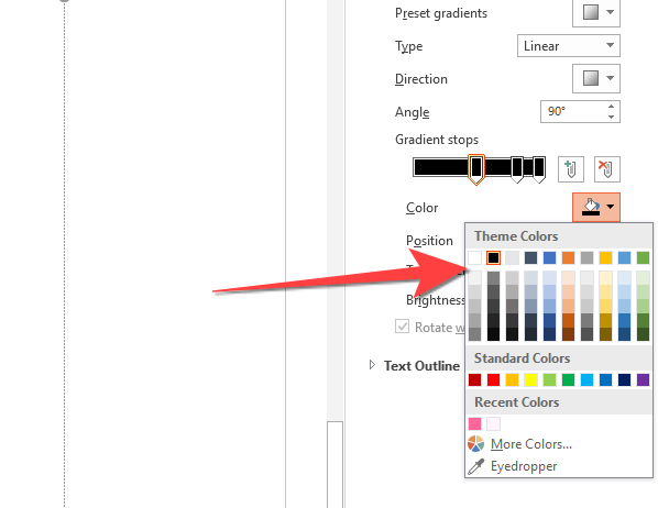 select the icon next to "Color" to open the color picker and choose the color of your liking.