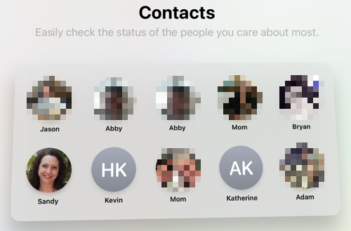 Contacts widget on iPad