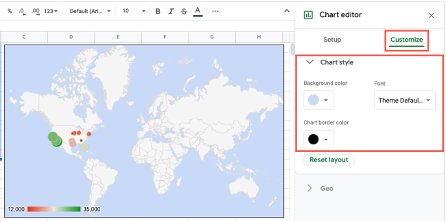 Customize the chart style in Google Sheets