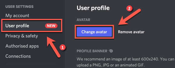 To change your Discord profile picture, press User Profile > Change Avatar.