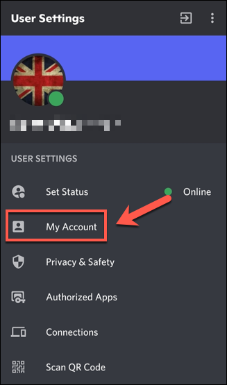 Tap "My Account" to open your Discord account settings.