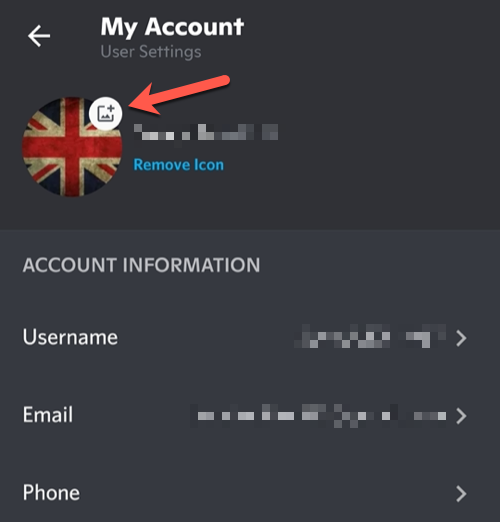 In the "My Account" menu, tap your profile image in the top left.