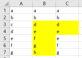 Fill formatted row differences