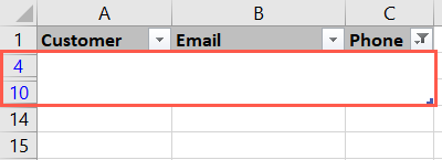 Filtered blank rows in an Excel table