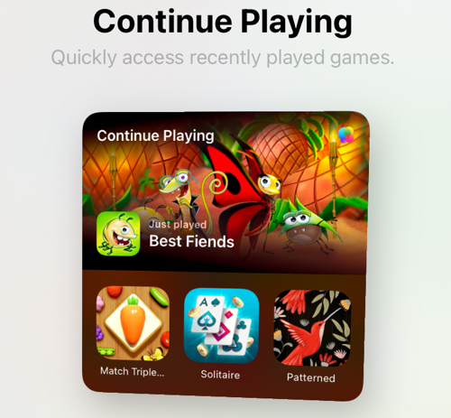 Game Center widget on iPad