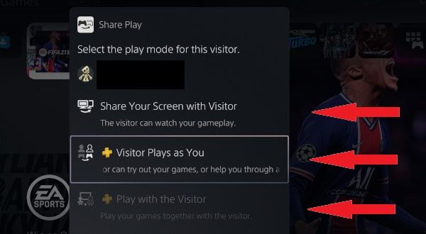 Share play settings on PS5