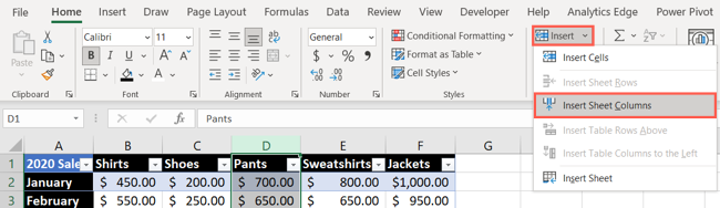How to Add or Delete Columns and Rows in a Table in Microsoft Excel