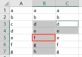 One row difference in Excel