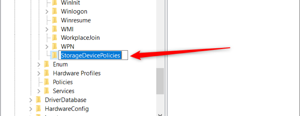 Create a new folder with a name of "StorageDevicePolicies"