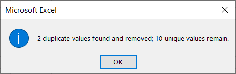 Number of duplicates found