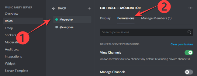 select the "Moderator" option or whichever role name you've assigned for the moderators on your Community server.