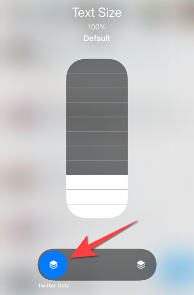 Select the app icon on the left to choose the text size adjustment slider.