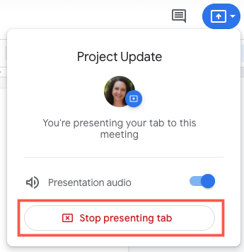 Click Stop Presenting Tab