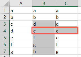 Two row differences in Excel