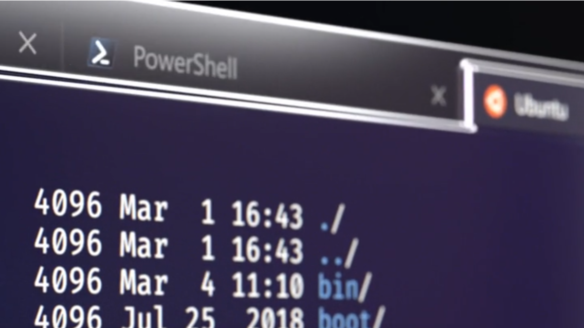 The multi-tabbed Windows Terminal with a close up on the Ubuntu command line