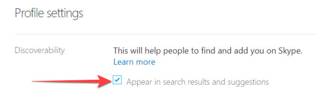 Disable the checkbox for showing your Skype profile in search and suggestions.