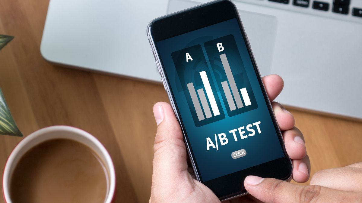 A/B Testing on a Smartphone in Person's Hand