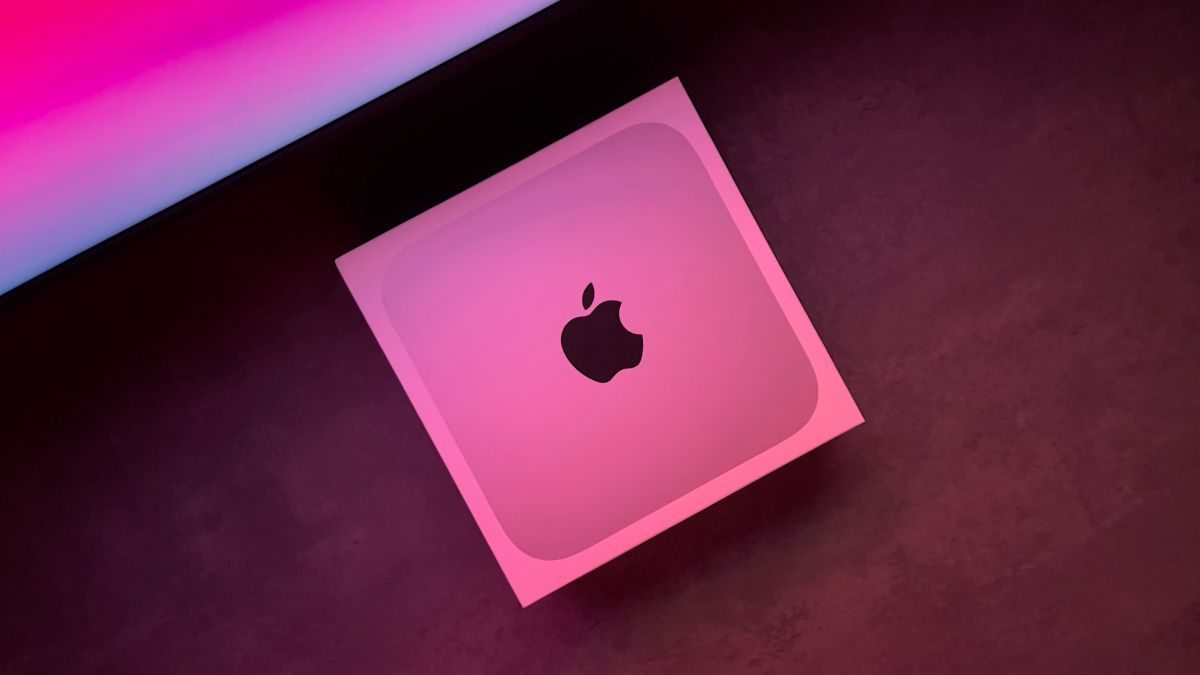Apple Mac mini in pink light