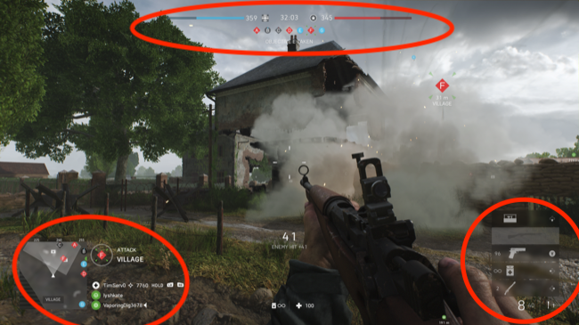 Battlefield V with Static UI Elements Highlighted