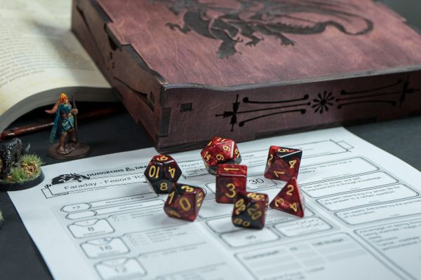 Dungeons and Dragons game set up with dice