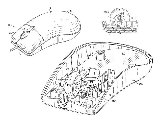 Diagrams from Microsoft's Intellimouse patent.