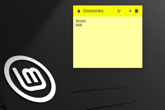 Sticky Notes app in Linux Mint 20.2