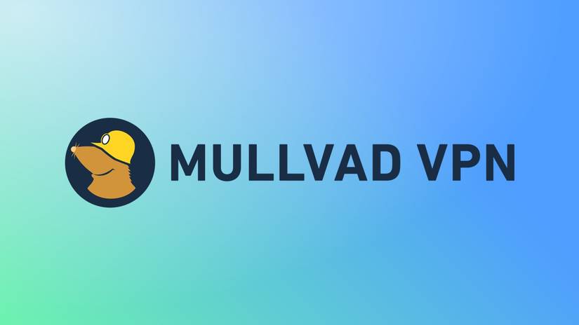 Mullvad VPN logo on green and blue background