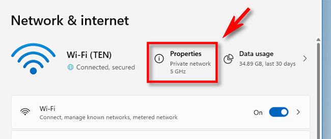 In Network & Internet settings, click 