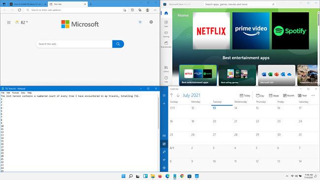 The grid of four Windows 11 Snap layout