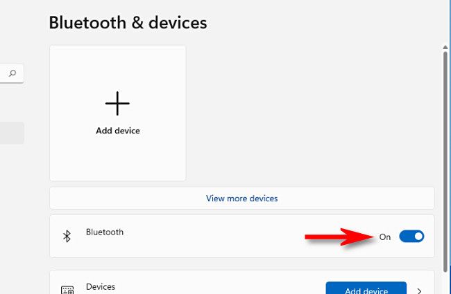 In Windows Settings, switch "Bluetooth" to "On."