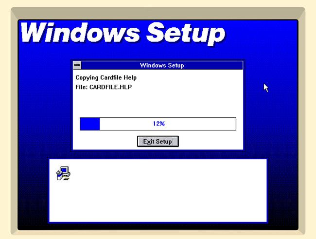 The Windows graphical setup process in iDOS 2 on iPad.