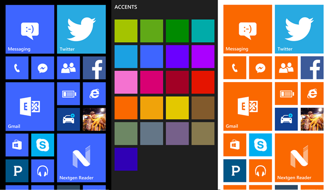 Windows Phone color choices.