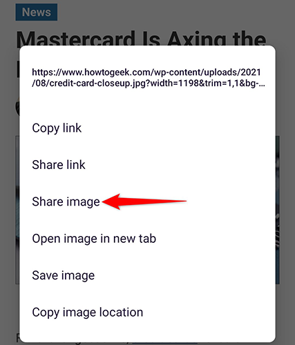Select "Share Image" in Mozilla Firefox.