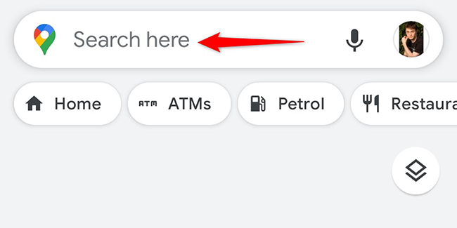 Tap "Search Here" in the Google Maps app.