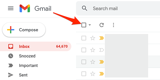 Click the "Select" option on Gmail.