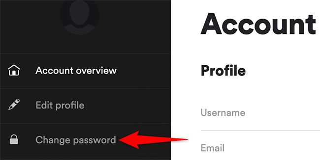 Select "Change Password" on the account page of Spotify.