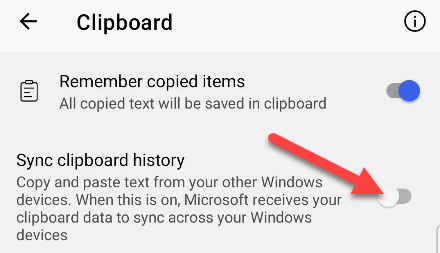 Turn on &quot;Sync Clipboard History.&quot;