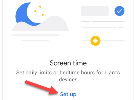 Select "Set Up" for Screen Time.