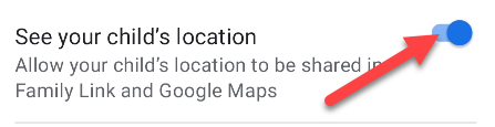Turn off "See Your Child's Location."