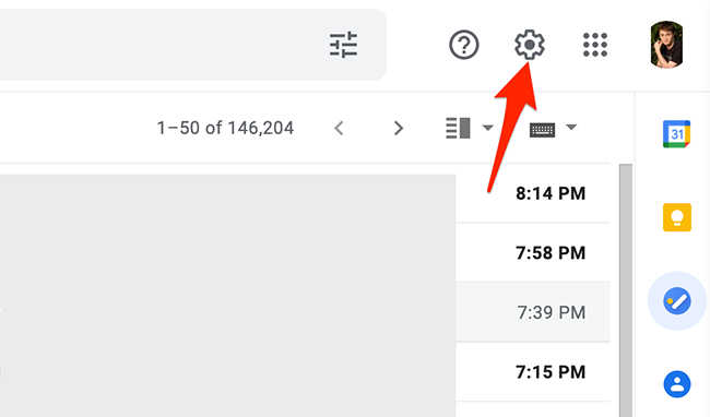 Click the "Settings" option on Gmail.
